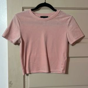 baby pink, velvet, crop top